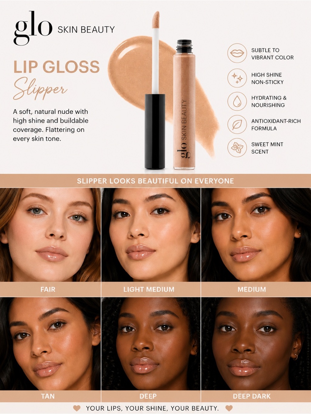 Glo Skin Beauty Lip Gloss Star Struck High Shine Hydrating Gloss New